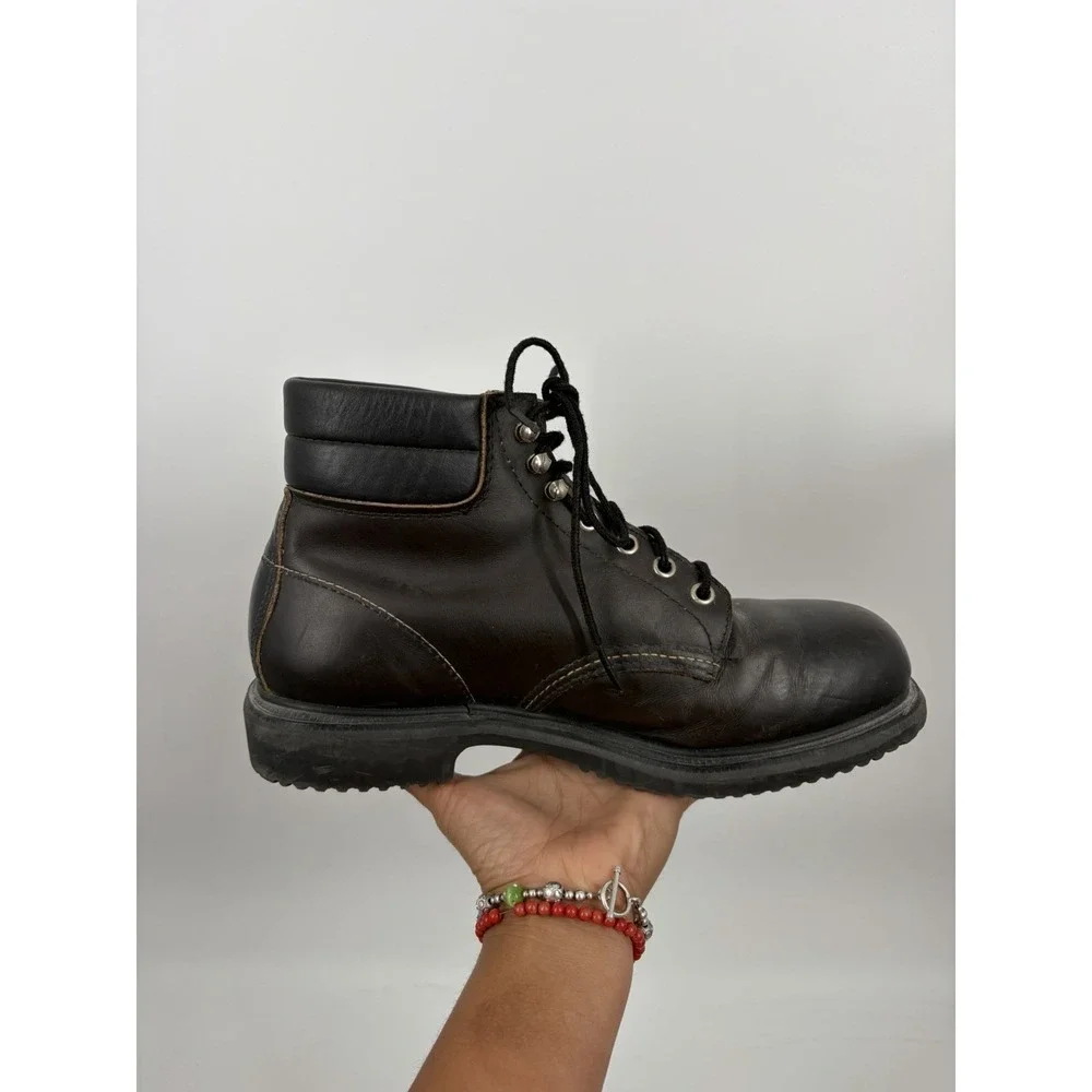 Red Wing Boots Mens Size 8.5 3E Steel Safety King Toe Black Work 2243 Vintage